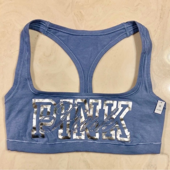 🔥PINK VICTORIA’S SECRET Cotton Dorm Bling Bralette & Boyshorts Dusty Iris LARGE - Picture 8 of 16